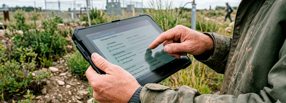 Consultor realizando monitoramento ambiental para garantir cumprimento da legislação e evitar crimes ambientais.